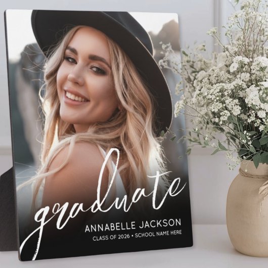 Graduation Elegant Script Photo Fotoplatte