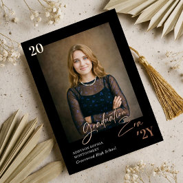 Graduation Era Minimal Graduate Photo Announcement Folieneinladung