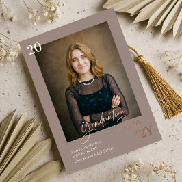 Graduation Era Minimal Graduate Photo Announcement Folieneinladung