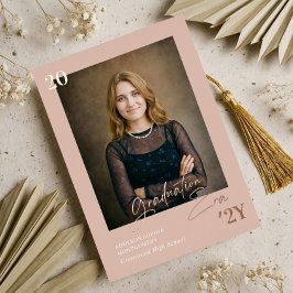 Graduation Era Minimal Graduate Photo Announcement Folieneinladung