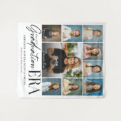 Graduation Era Then & Now Grad Photo Collage Party Wandteppich (Vorderseite (Horizontal))