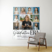 Graduation Era Then & Now Grad Photo Collage Party Wandteppich (Beispiel)