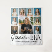 Graduation Era Then & Now Grad Photo Collage Party Wandteppich (Vorderseite)
