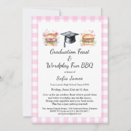 Graduation Feast Wordplay Fun BBQ Invitation Einladung