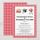 Graduation Feast & Wordplay Fun BBQ Party Einladung (Vorne/Hinten)