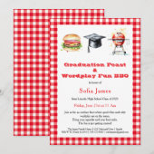 Graduation Feast & Wordplay Fun BBQ Party Einladung (Vorne/Hinten)