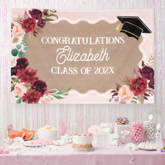 Graduation floral craft party banner