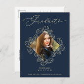 Graduation Gold Diamond Flourish Photo Invitation Postkarte (Vorne/Hinten)
