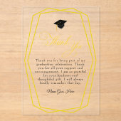 Graduation Gold lines and Grad cap Thank You card Acryleinladungen (Vorderseite)