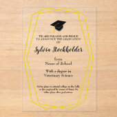 Graduation Gold lines - Cap Acrylic Announcement Acryleinladungen (Vorderseite)