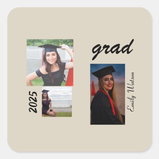 Graduation Grad 2025 personalized  Quadratischer Aufkleber (Vorderseite)