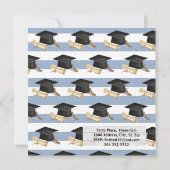 Graduation Invitation Blue Stripe  Einladung (Rückseite)