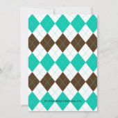 Graduation Invitation Prep Brown Turquoise Argyle Einladung (Rückseite)