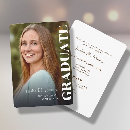 Graduation invitation with photo portrait einladung