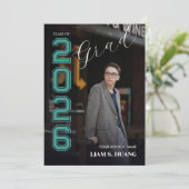 Graduation invitation with photo portrait einladung (Stehend Vorderseite)