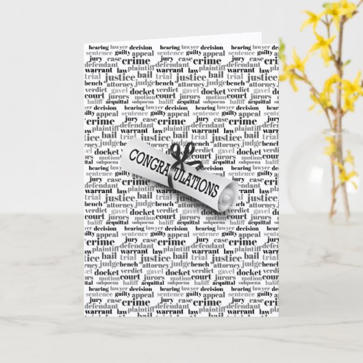 Graduation Judicial Text Word Cloud on White Karte (Gelbe Blume)