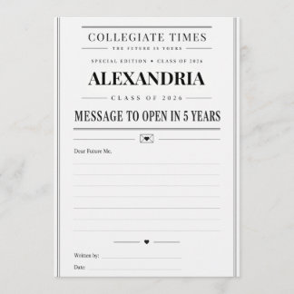 Graduation Message to Open in 5 Years Advice Card Hinweiskarte