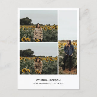 Graduation Minimal Photo Collage Thank You Postkarte