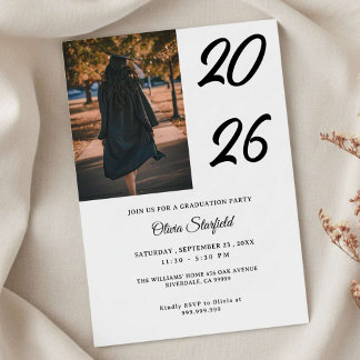 Graduation Modern Elegant Custom Photo celebration Einladung