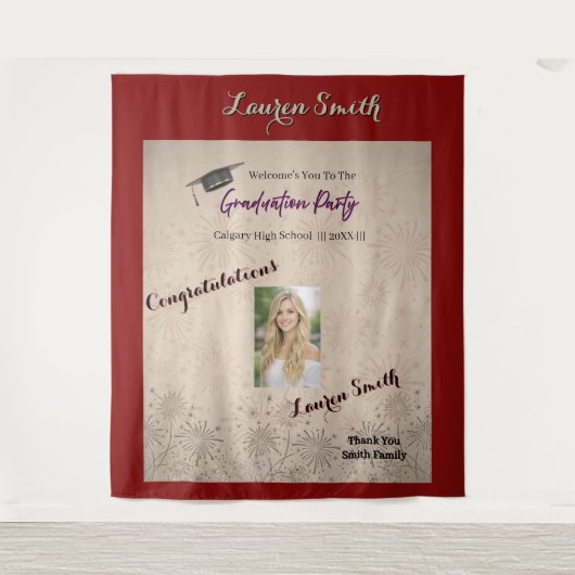 Graduation Modern Graduation Party Invitation Wandteppich (Vorderseite)