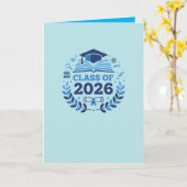Graduation Motif Class of 2026 BlueTheme Blank Karte (Gelbe Blume)