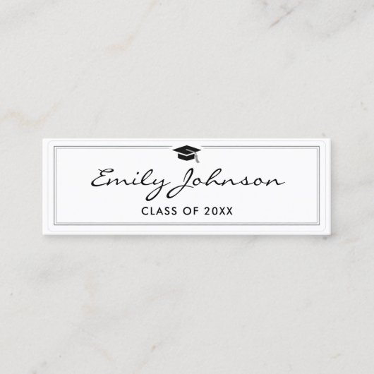 Graduation Name Card - Elegant Classic Insert Card Telefonnummerkarte (Vorderseite)