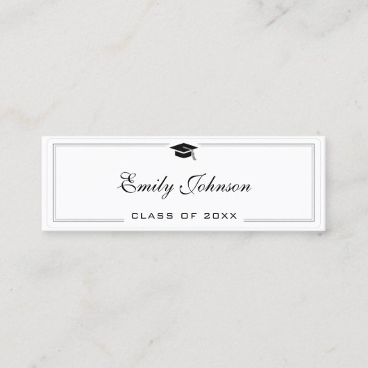 Graduation Name Card - Elegant Classic Telefonnummerkarte (Vorderseite)