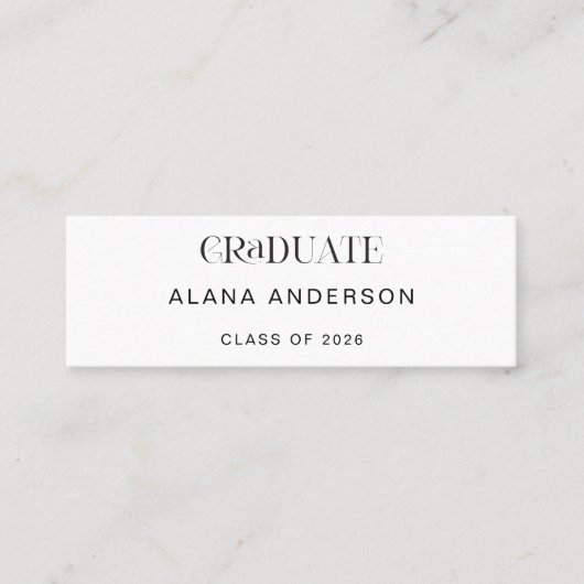 Graduation Name Card Modern Minimalist Mini Visitenkarte (Vorderseite)
