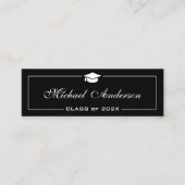 Graduation Name Card - Stylish Black and White Telefonnummerkarte (Vorderseite)