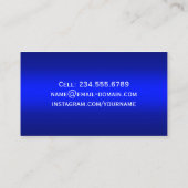 Graduation Name Card - Stylish Plain Blue Gradient Telefonnummerkarte (Rückseite)