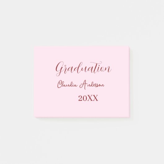 Graduation name class of 20XX mauve calligraphy co Post-it Klebezettel (Vorderseite)