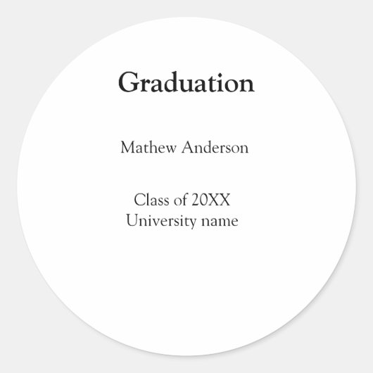 Graduation name class of 20XX university name simp Runder Aufkleber (Vorderseite)