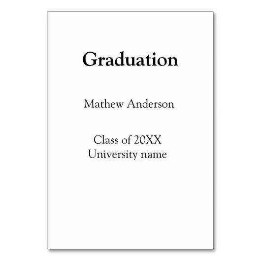 Graduation name class of 20XX university name simp Tischnummer (Vorderseite)