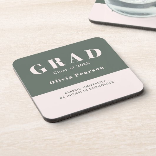 Graduation Name Class Year Set of 6 Keepsake Getränkeuntersetzer (Linke Seite)