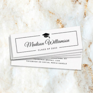 Graduation Name Modern Trendy Script Mini Visitenkarte