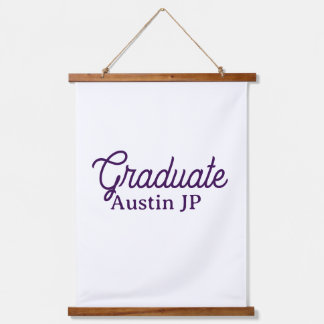 Graduation name purple simple minimal stylish call wandteppich mit holzrahmen