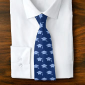 Graduation Navy Blue Cap Icon Pattern Bold Classy Krawatte