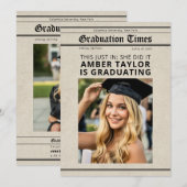 Graduation Newspaper “This Just In” Photo Einladung (Vorne/Hinten)