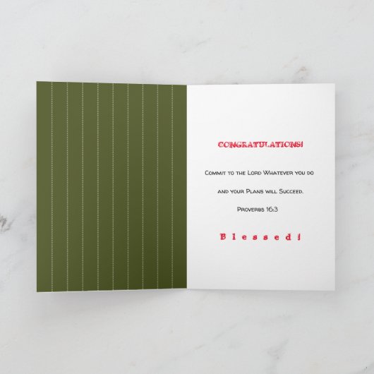 Graduation Olive & Stripes Folded Greeting Card Karte (Innenseite)