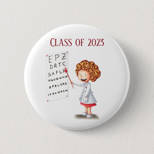 Graduation optometrist doctor illustrated button (Vorderseite)
