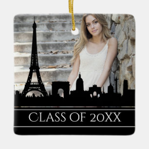 Graduation Paris Eiffel Tower Photo Christmas Keramikornament