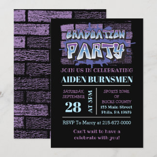 GRADUATION PARTEI INVITE Graffiti Brick Wall Party Einladung
