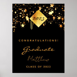 Graduation Party 2023 schwarze goldene Sterne Abso Poster