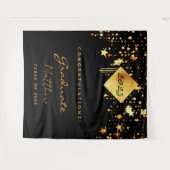 Graduation Party 2023 schwarze goldene Sterne Abso Wandteppich (Vorderseite (Horizontal))