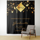 Graduation Party 2023 schwarze goldene Sterne Abso Wandteppich (Beispiel)