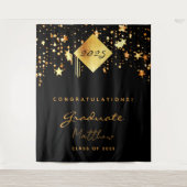 Graduation Party 2023 schwarze goldene Sterne Abso Wandteppich (Vorderseite)
