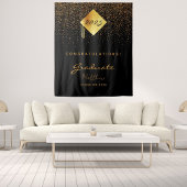 Graduation Party 2023 Schwarzes Gold Konfetti Abso Wandteppich
