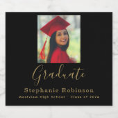 Graduation Party 2024 Foto Gold Schaumweinetikett (Einzelnes Label)