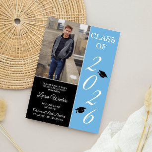 Graduation Party 2025 Grad Hat Light Blue Einladung