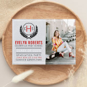 Graduation Party 2025 Monogramm Rot Einladung